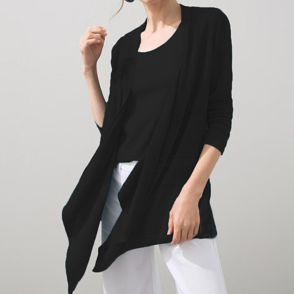 Travelers by Chico's Black open front cardigan + sleeveless shell tank top XL